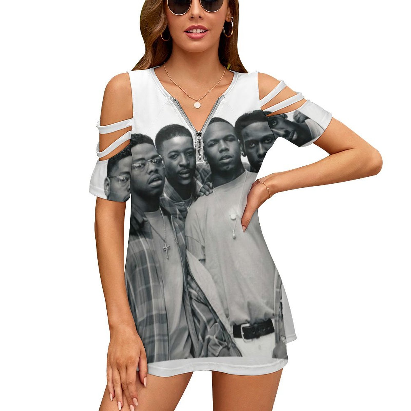 Men'S Accessories In The 90S - Boyz Ii ผู้ชายใหม่แฟชั่น Zip Off ไหล่แขนสั้นผู้หญิงเสื้อ