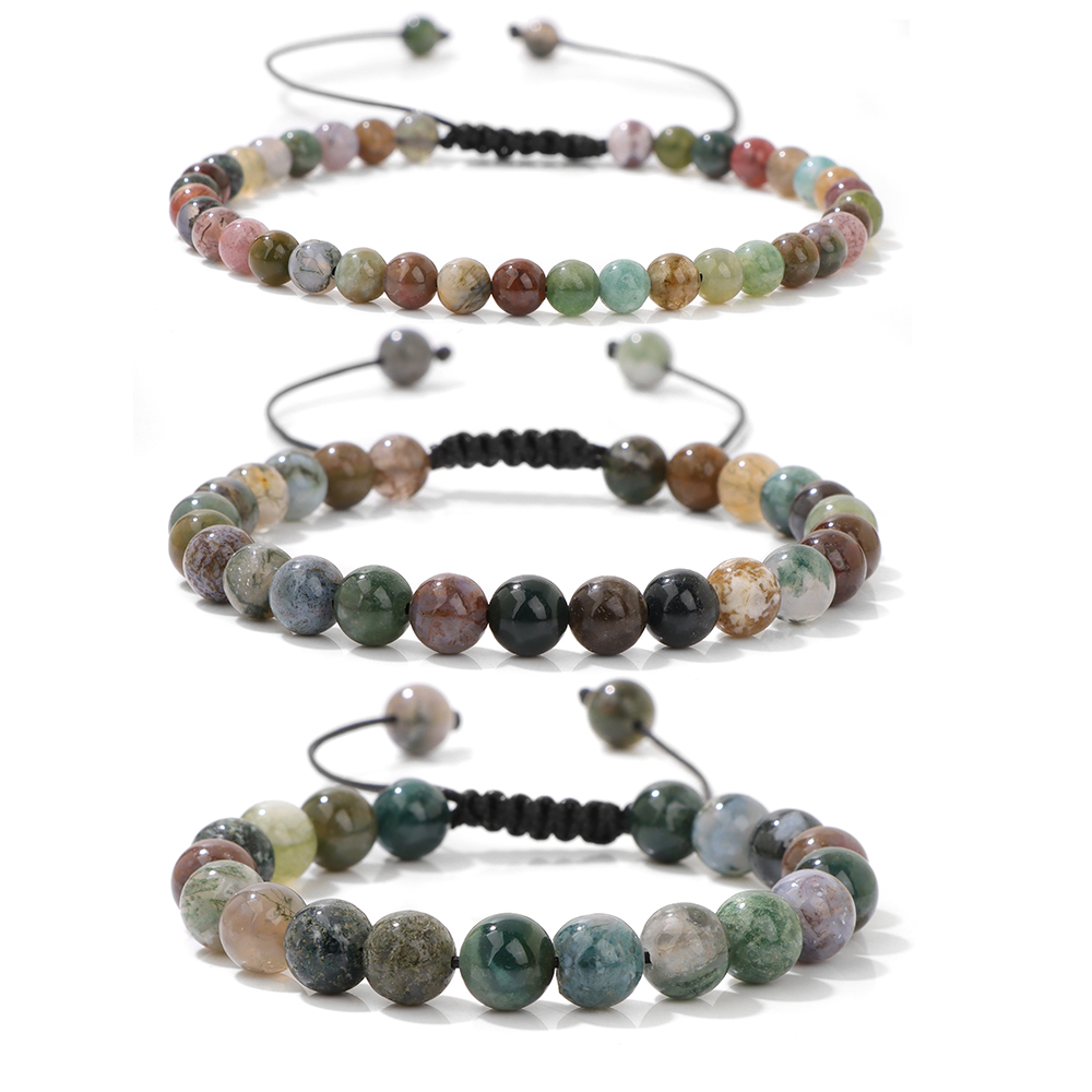 Men Accessories India - ปรับอินเดีย Agates สร้อยข้อมือลูกปัด 4/6/8 มม.หินธรรมชาติ Quart