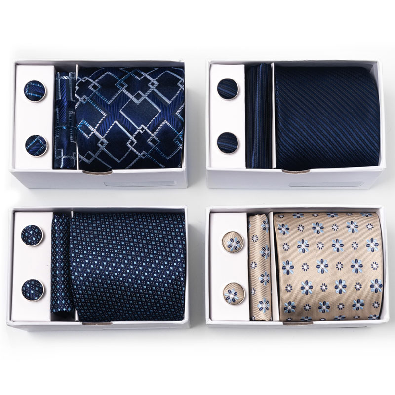 Neck Tie Set Box - ผู้ชายใหม่ดอกไม้ Polka Dot Multi-สีจุดของขวัญกล่อง 5 ชุดกลุ่ม