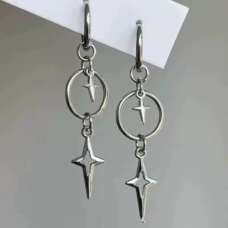 Men'S Accessories In The 90S - ต่างหูจี้รูปดาวกางเขนสไตล์พังก์ส่วนบุคคล สำหรับผู้ชายและผู้หญิง แฟชั่น Y2K เทรนด์ร็อค กรันจ์