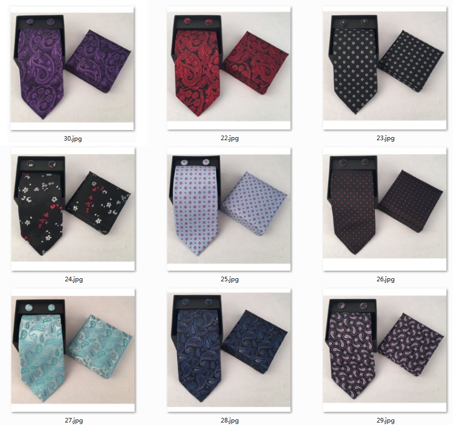 Neck Tie Set Box - ชุดเซ็ตเนคไท ผ้าเช็ดหน้า กระดุมข้อมือ ผ้าพันคอ สำหรับผู้ชาย พร้อมกล่อง
