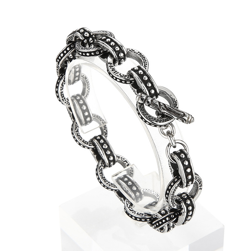 Men'S Accessories Hand Bands - สร้อยข้อมือโซ่นักขี่จักรยานสไตล์พังก์ย้อนยุค13มม. สำหรับผู้ชายแนวร็อคฮิปฮอปทำจากสแตนเลสสีดำบนวงแหวนเครื่องประดับ