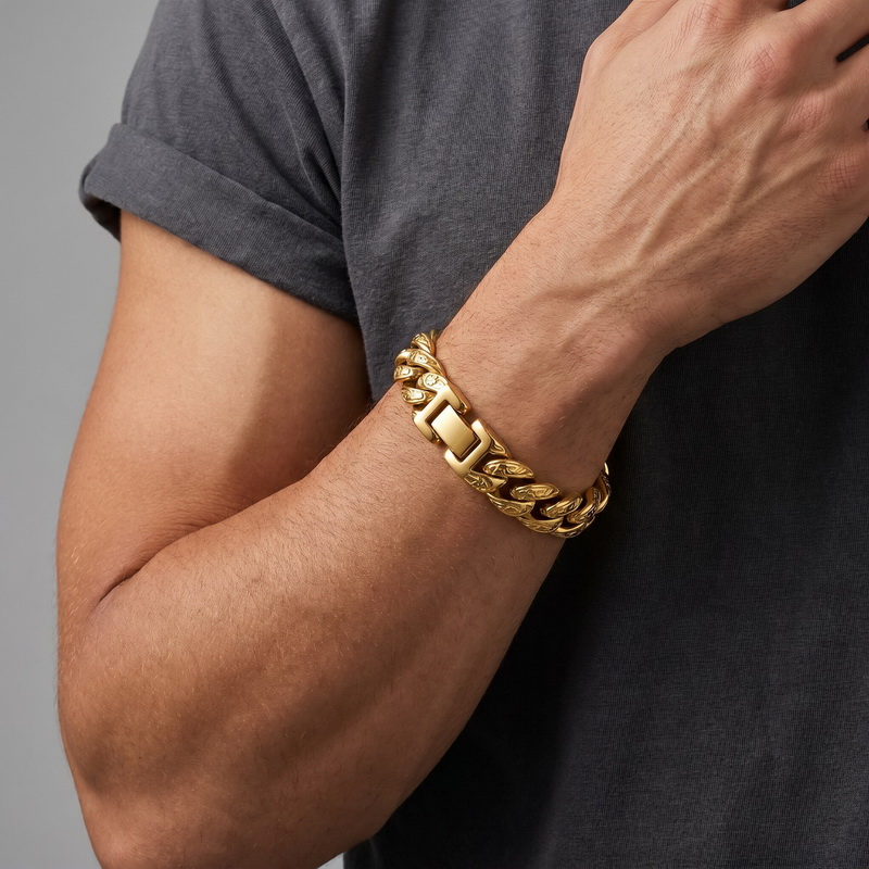 Men'S Accessories Hand Bands - สร้อยข้อมือผู้ชาย สายสแตนเลสสตีลแบบโซ่หน้ากว้าง 13 มม. พร้อมจี้ตกแต่ง สไตล์วินเทจ
