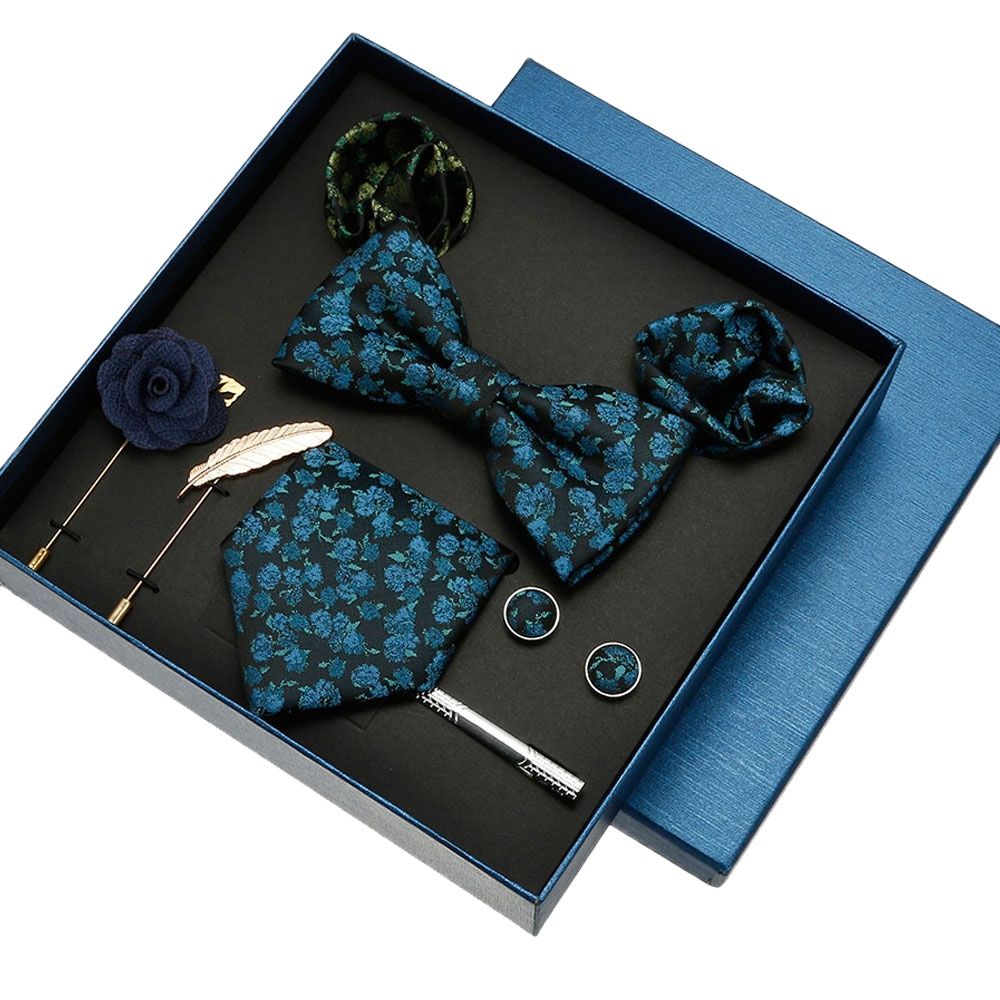 Neck Tie Set Box - ชุดผ้าเช็ดหน้าผ้าไหมสุดหรูชุดในกล่องเนคไทของผู้ชายชุดกระดุมข้อมือหูกระต่ายอุปกรณ์เสริมงานแต่งงานผีเสื้อสำหรับผู้ชาย2023ของขวัญวันหยุด