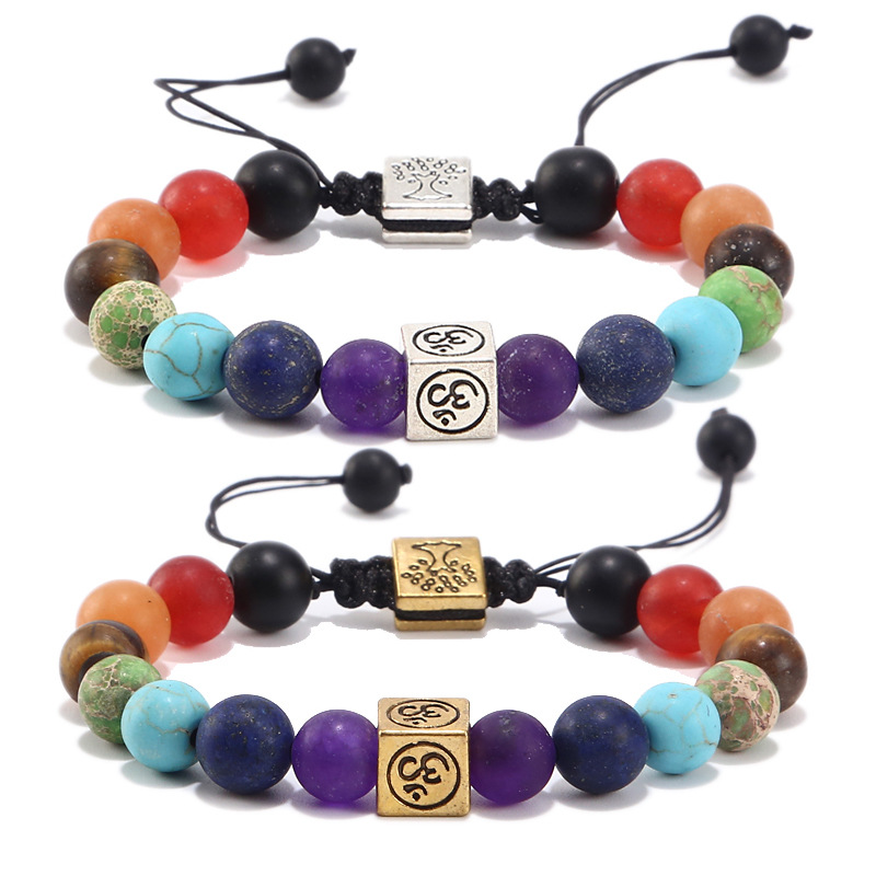 Men Accessories India - 7 Chakra กำไลข้อมือสำหรับผู้หญิงผู้ชาย Vintage อินเดียโยคะ Chakra