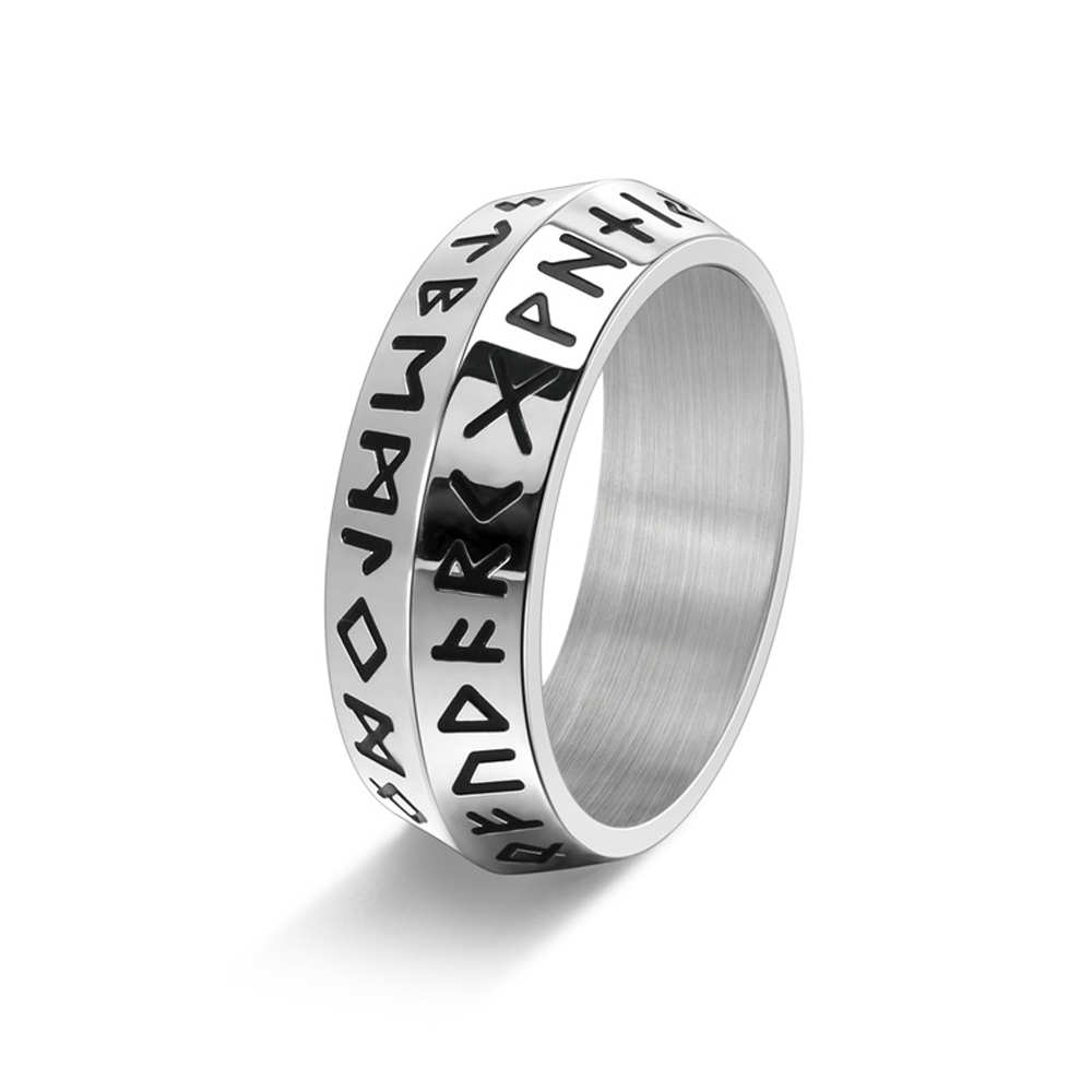 Men'S Accessories Hand Bands - Double Bevel Edge แหวนไวกิ้งไทเทเนียมเหล็กนอร์ส Rune สําหรับผู้ชาย