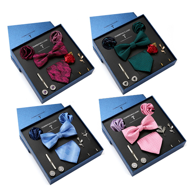 Neck Tie Set Box - สีเขียว Mens Tie ของขวัญกล่องผ้าไหม Paisley Tie