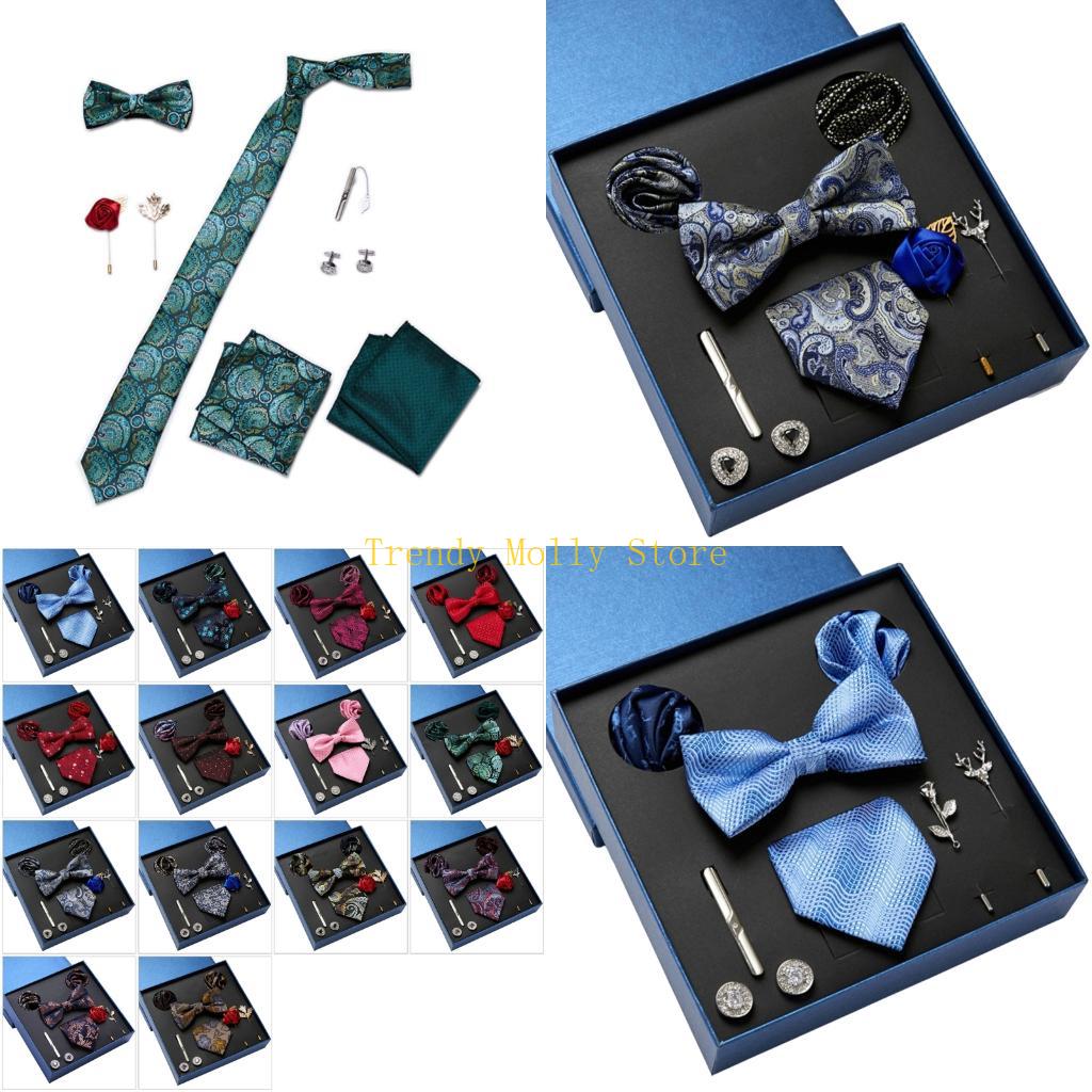 Neck Tie Set Box - N5KB 9PCS แฟชั่นผู้ชายคอ Tie ชุด Pocket