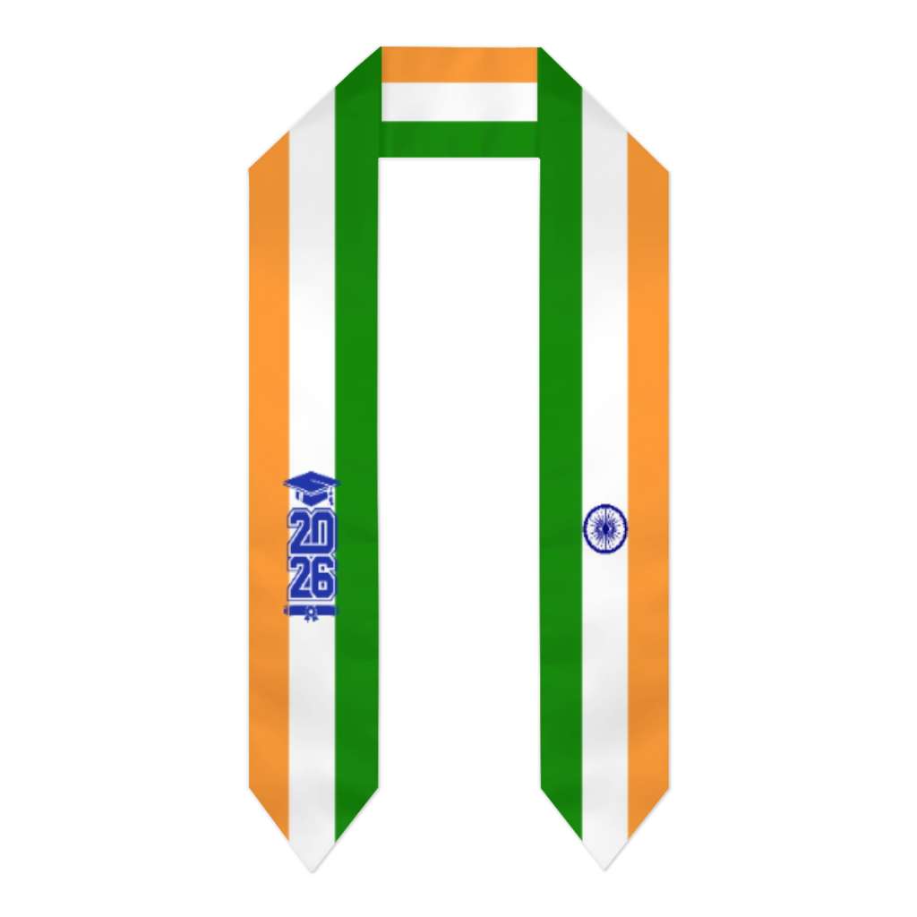 Men Accessories India - ผ้าพันคอธงชาติอินเดีย รุ่นจบการศึกษา 2026 ผ้าคาดเอวสำหรับงานรับปริญญา สำหรับนักศึกษาต่างชาติ ผู้ใหญ่