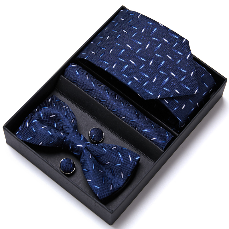 Neck Tie Set Box - Tie สําหรับผู้ชายอย่างเป็นทางการชุด Tuxedo เนคไทผ้าเช็ดหน้า Bow Tie