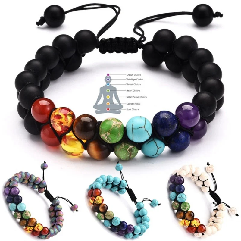 Double Layer 7 Chakra สร้อยข้อ - Men Accessories India บทวิจารณ์และราคา
