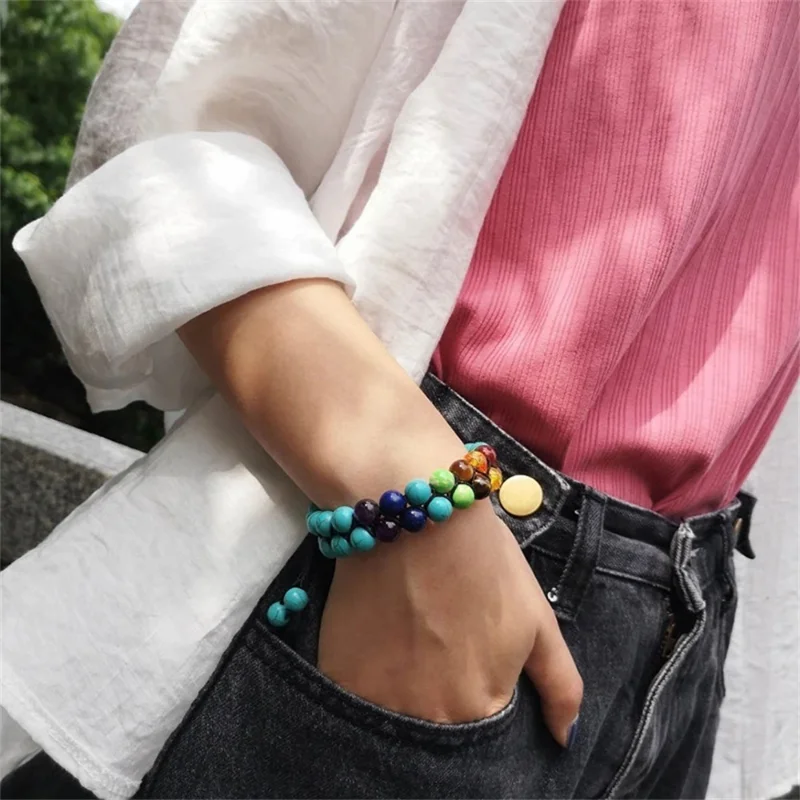 Double Layer 7 Chakra สร้อยข้อ - Men Accessories India บทวิจารณ์และราคา
