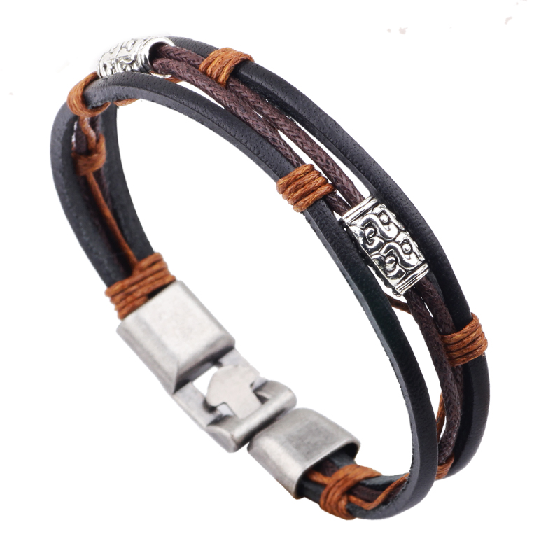 22 ซม.สามชั้นสร้อยข้อมือหนังผู - Men'S Accessories Hand Bands บทวิจารณ์และราคา