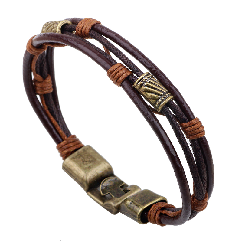 22 ซม.สามชั้นสร้อยข้อมือหนังผู - Men'S Accessories Hand Bands บทวิจารณ์และราคา